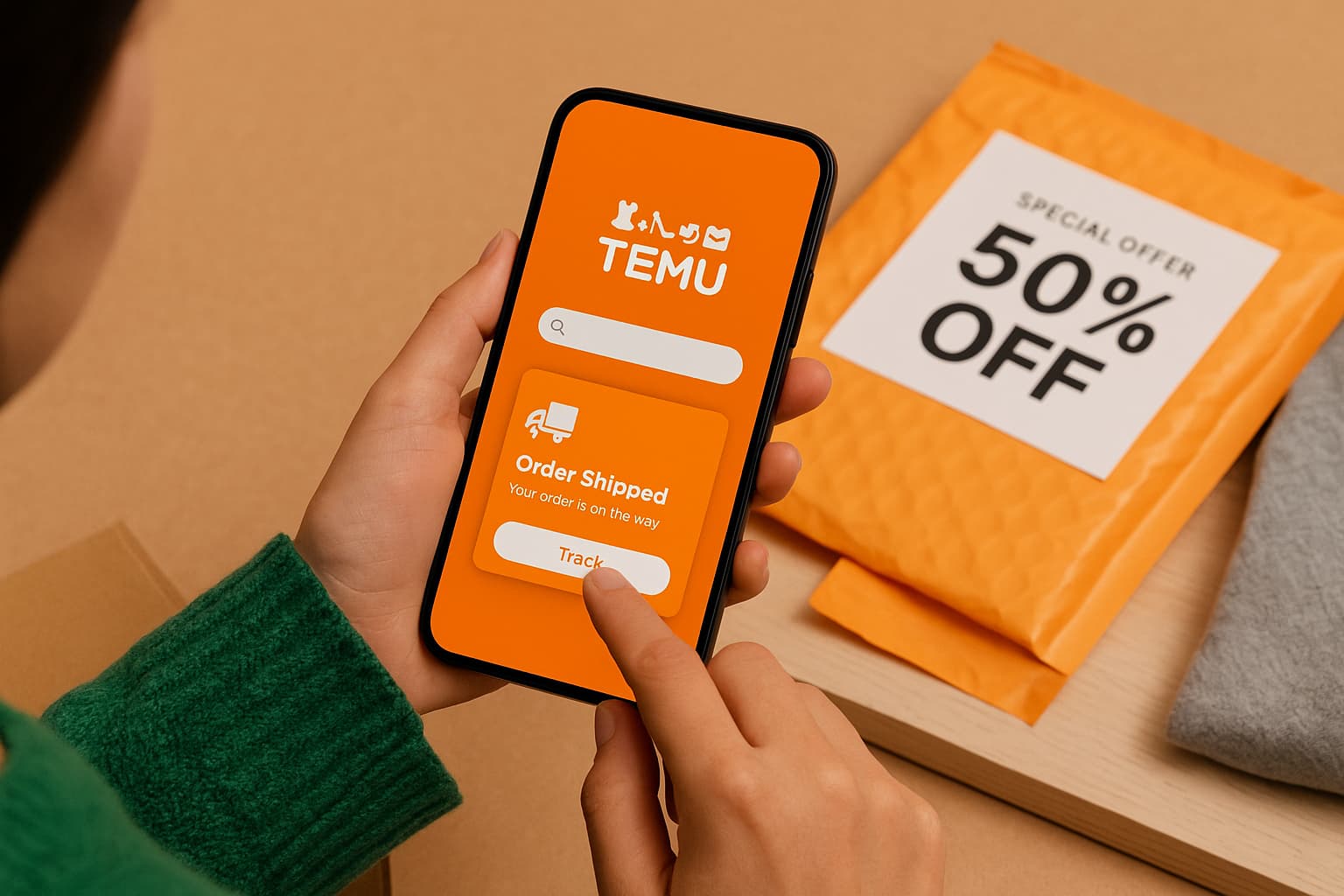 Sådan fungerer Temu ordre- og tilbudsmeddelelser i appen