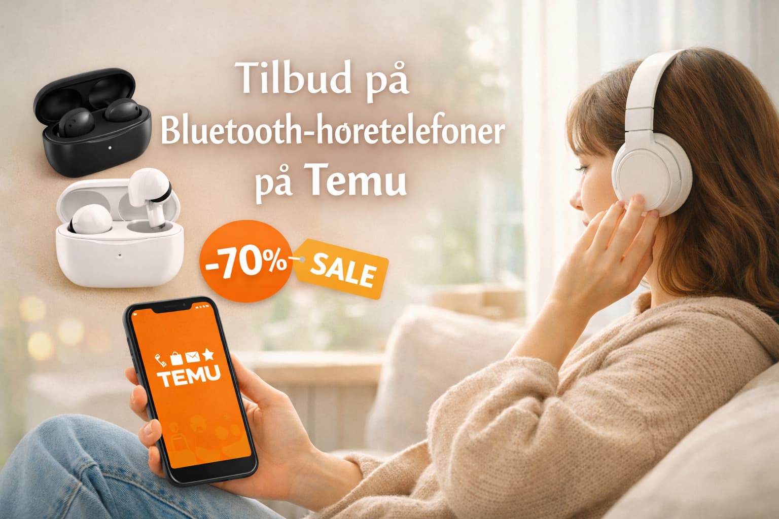 Tilbud på Bluetooth-høretelefoner på Temu i dag